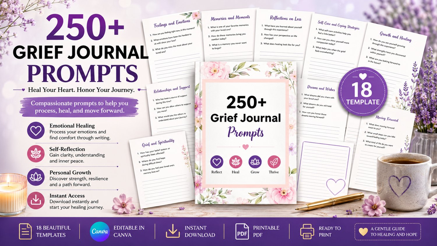 250 Grief Prompts for Healing and Reflection