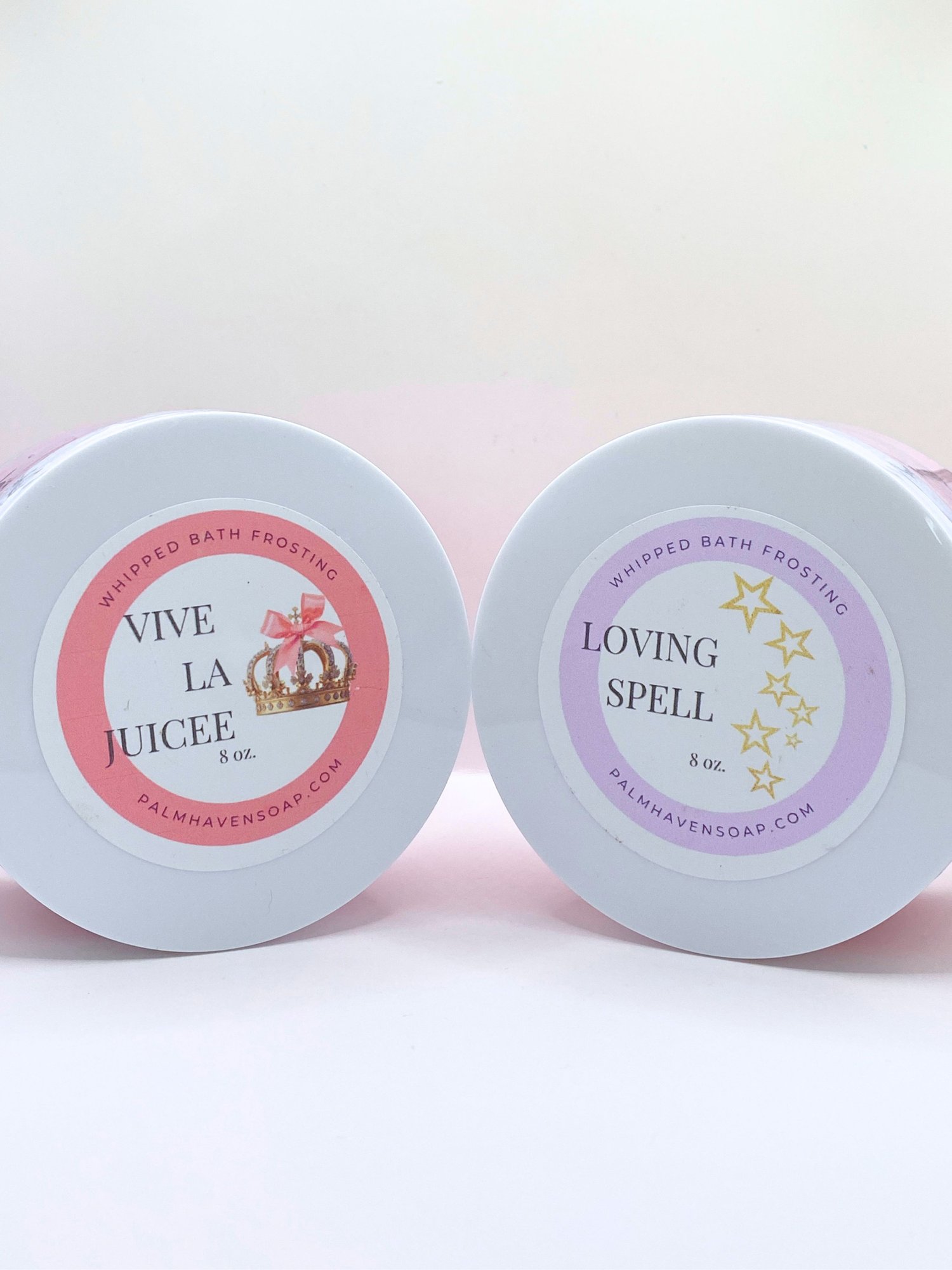 Handmade whipped bath frosting in Vive La Juicee and Loving Spell