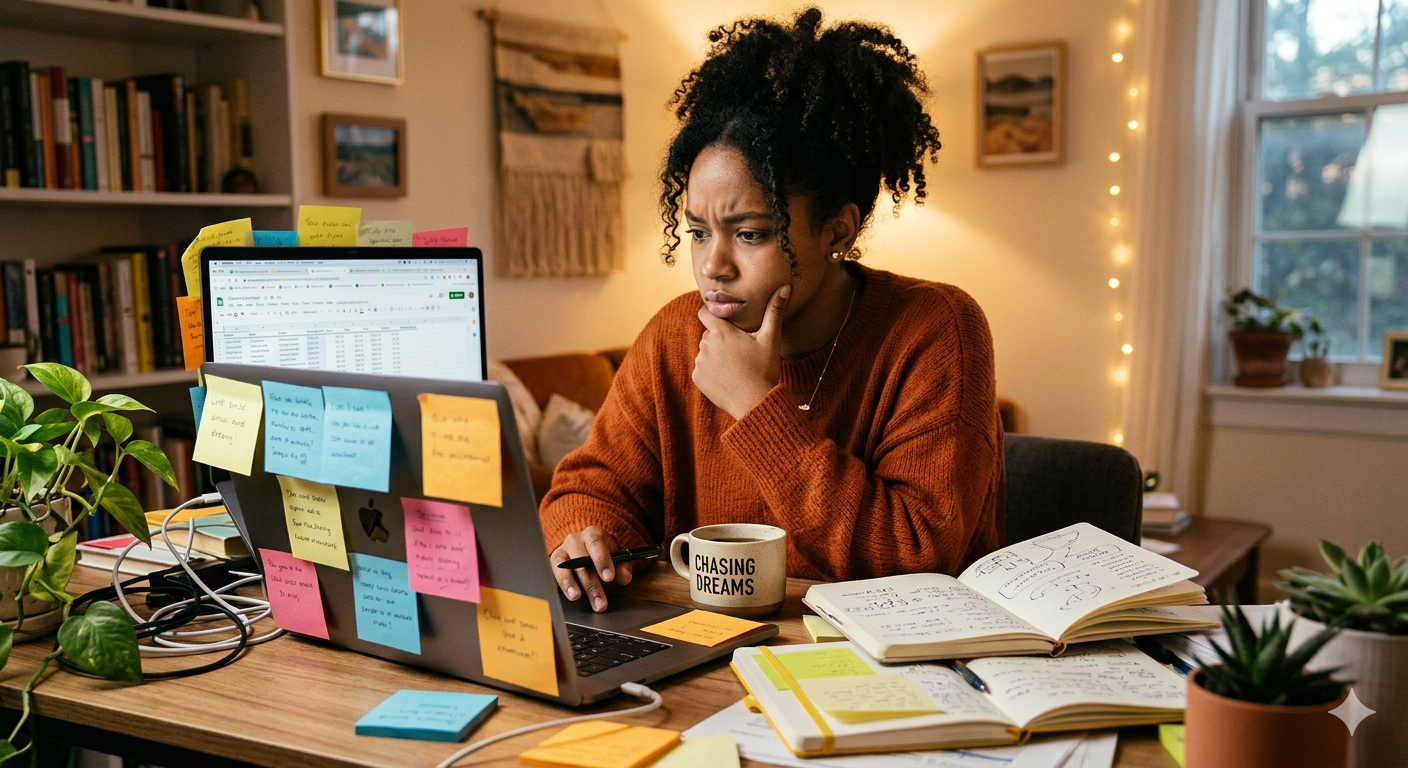 woman entrepreneur working on laptop selling digital products