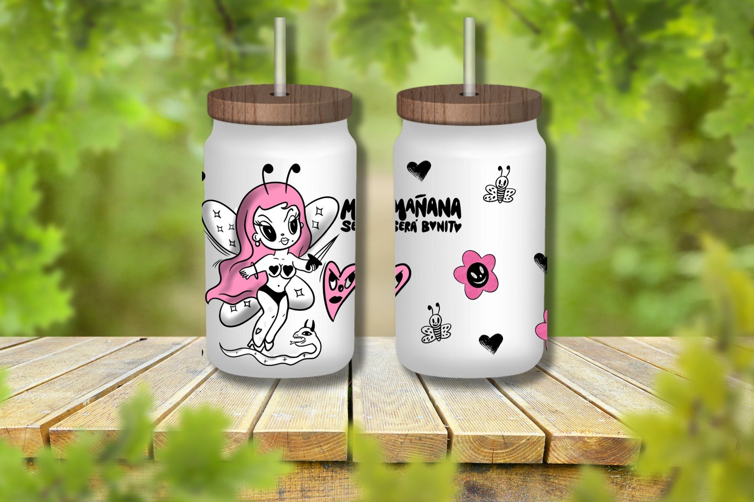 Bichota Vibes Tropical Girl Cup Wrap Bundle UVDTF PNG FilesBichota Vibes Cup Wrap Bundle Tropical Summer UVDTF PNG Designs