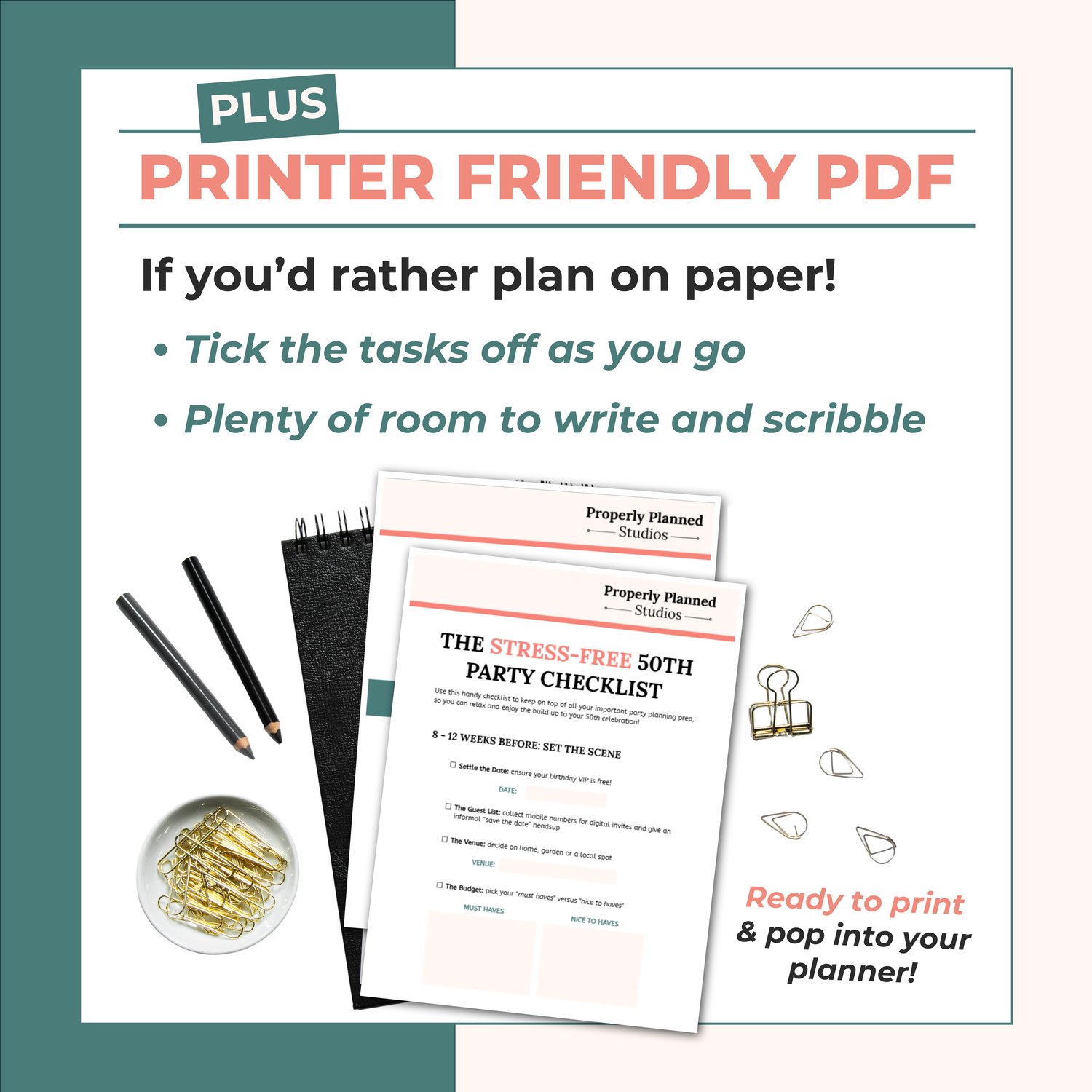 printer friendly party planning pdf checklist