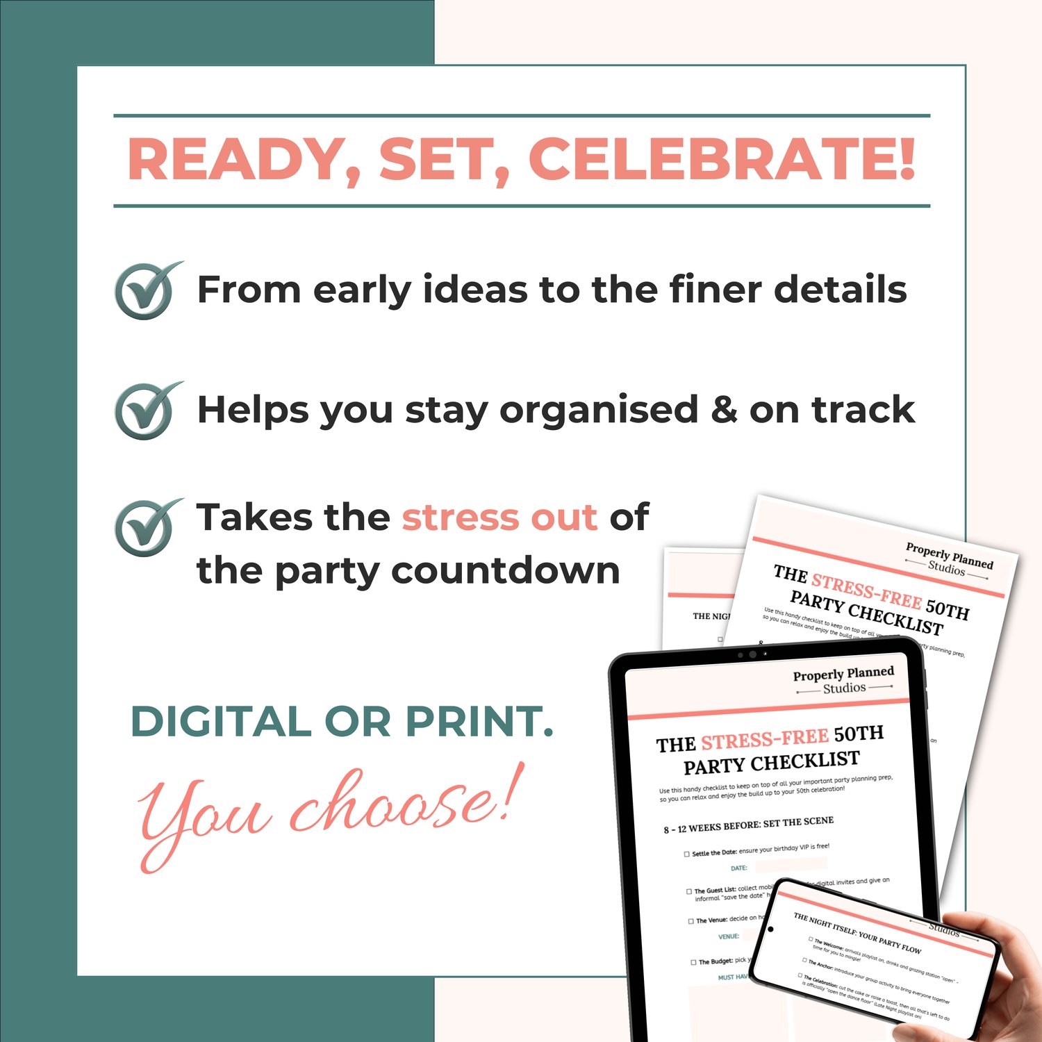 digital and printable party checklist to take stress out of party planning
