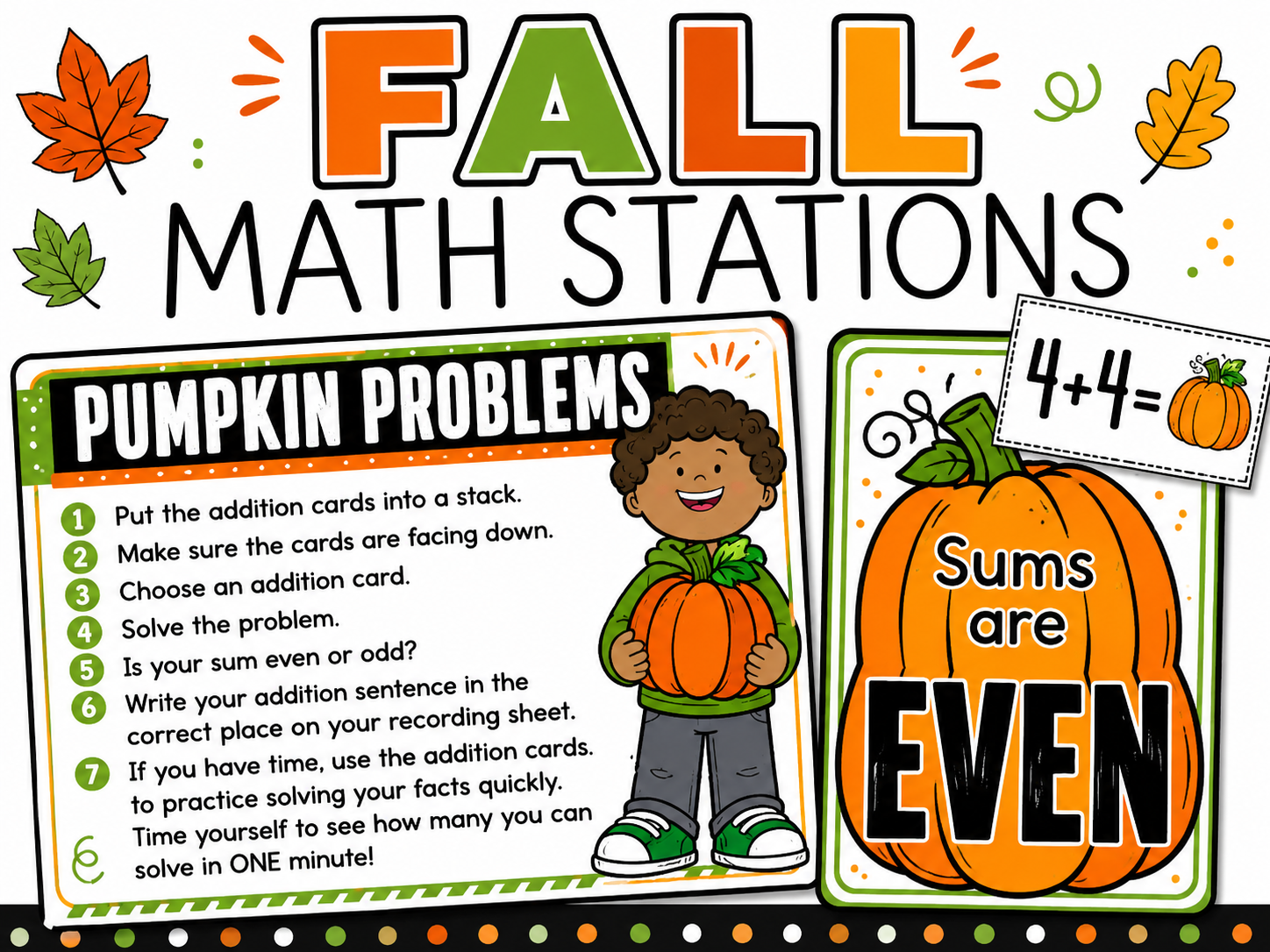 2nd Grade Fall Math Centers | Addition, Subtraction & Place Value Activities