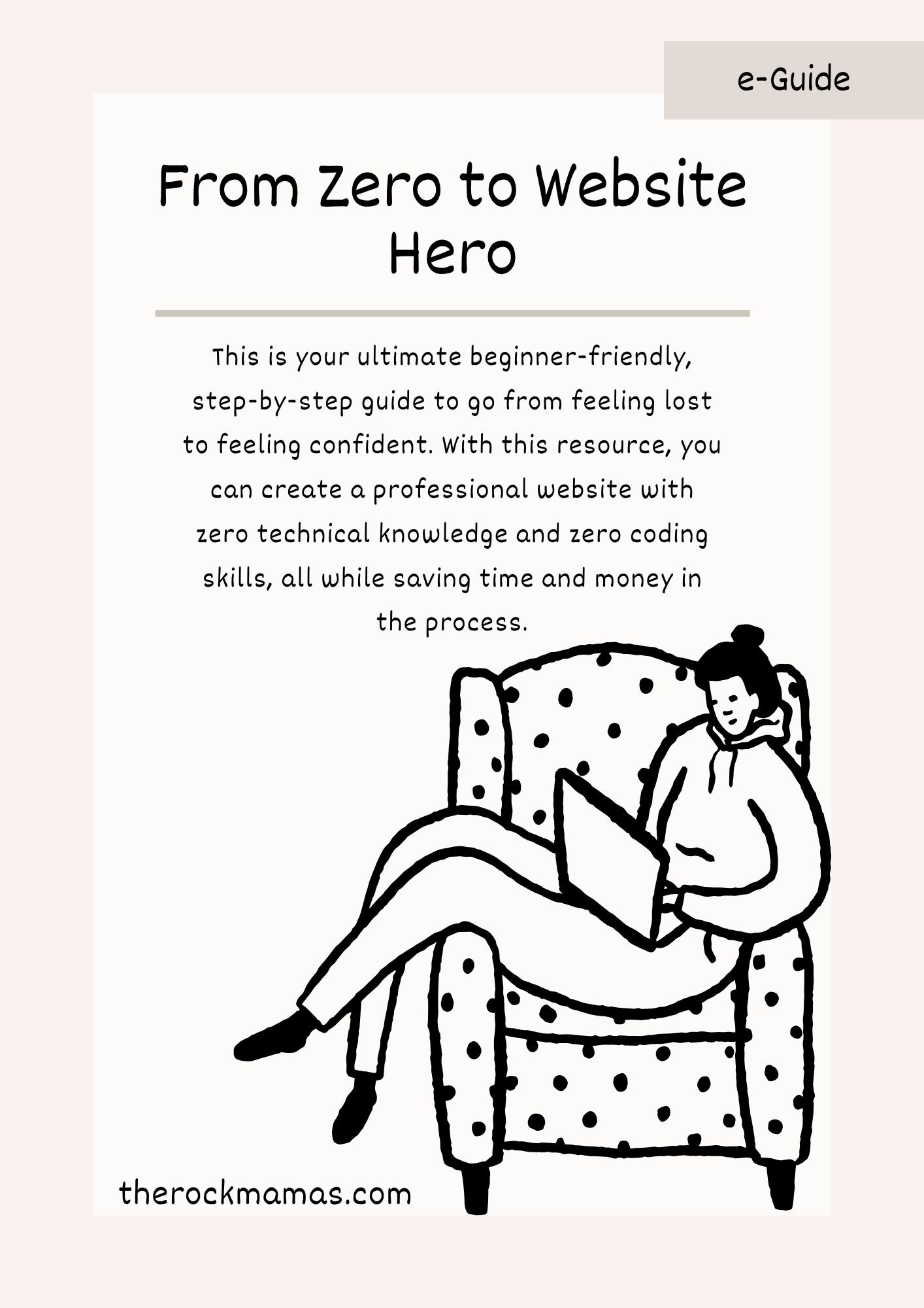 A cover page of the eGuide "From Zero to Website Hero"
