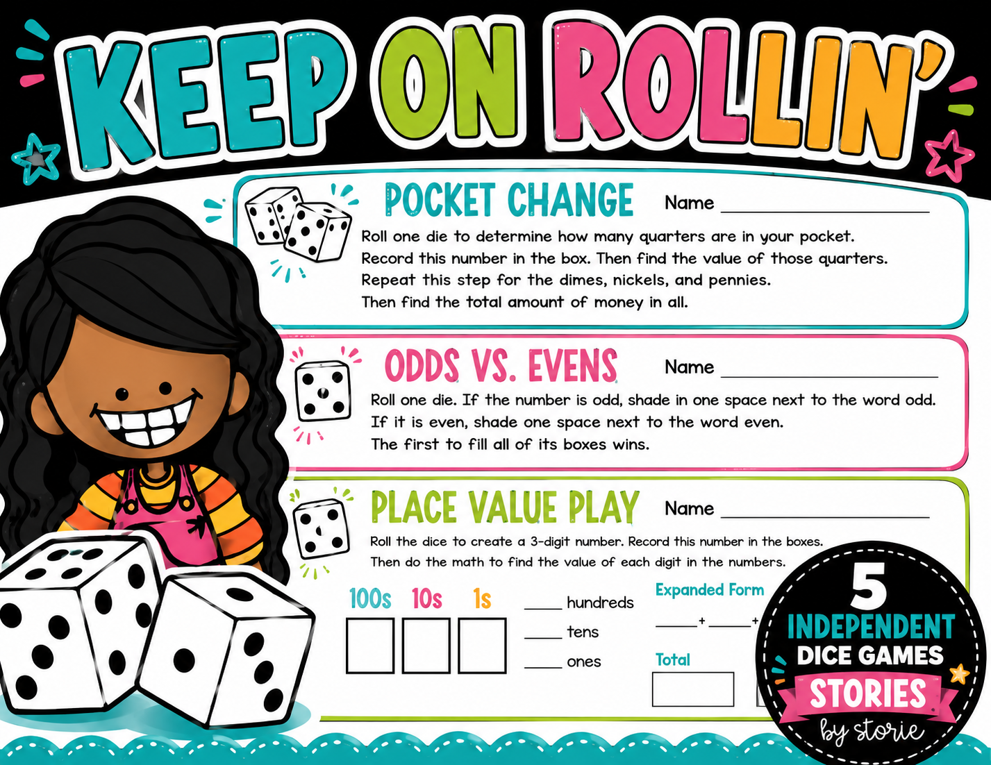 Math Dice Games Pack | Printable & Digital Math Activities