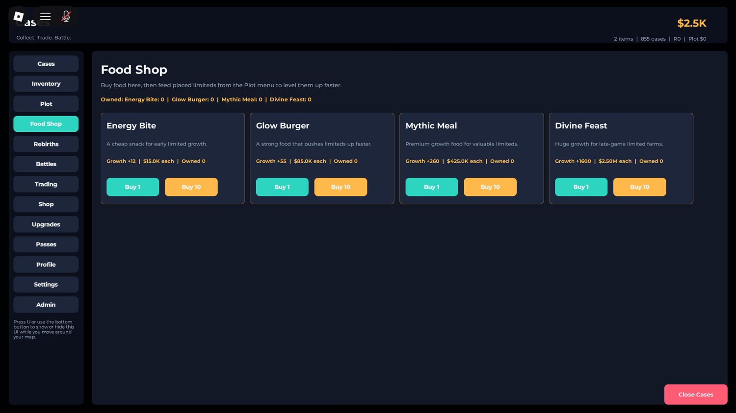 Roblox trading menu design