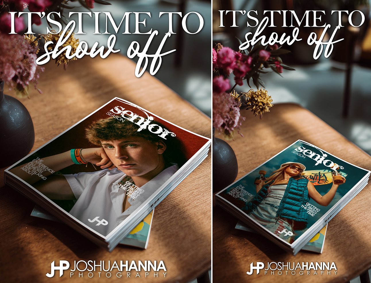 Customizable marketing ads for photographers.  Showcase images on sample magazine covers and spreads for eye catching promos.