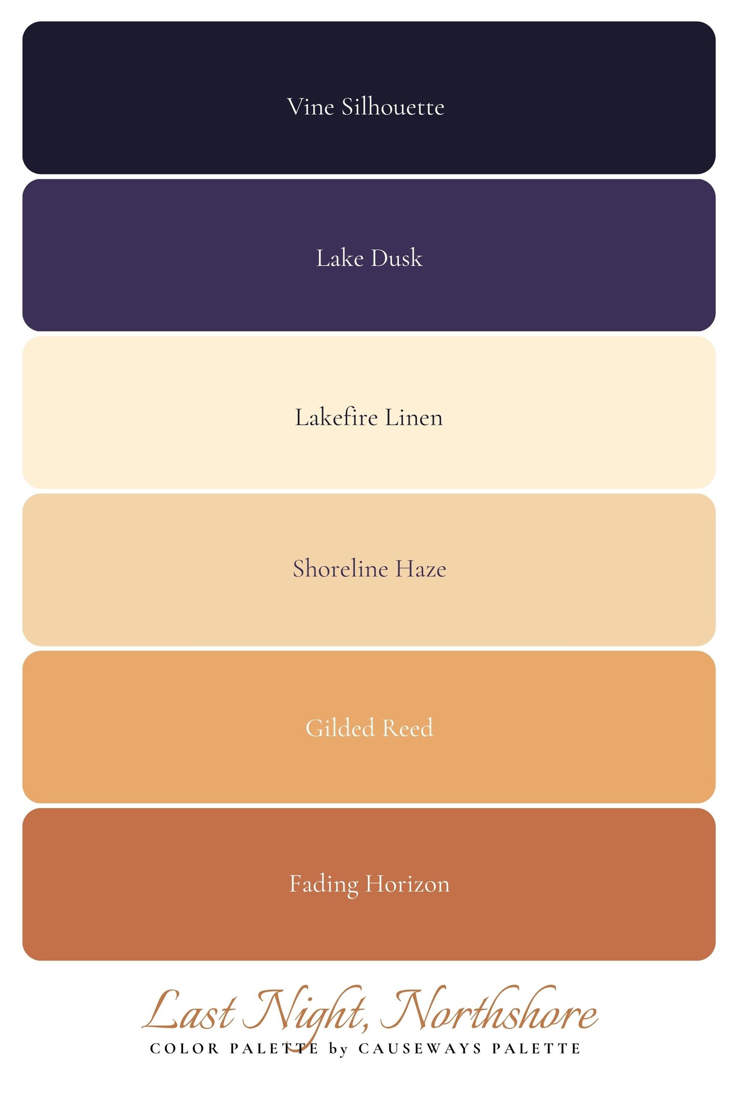 Causeways Palette Last Night Northshore Color Palette