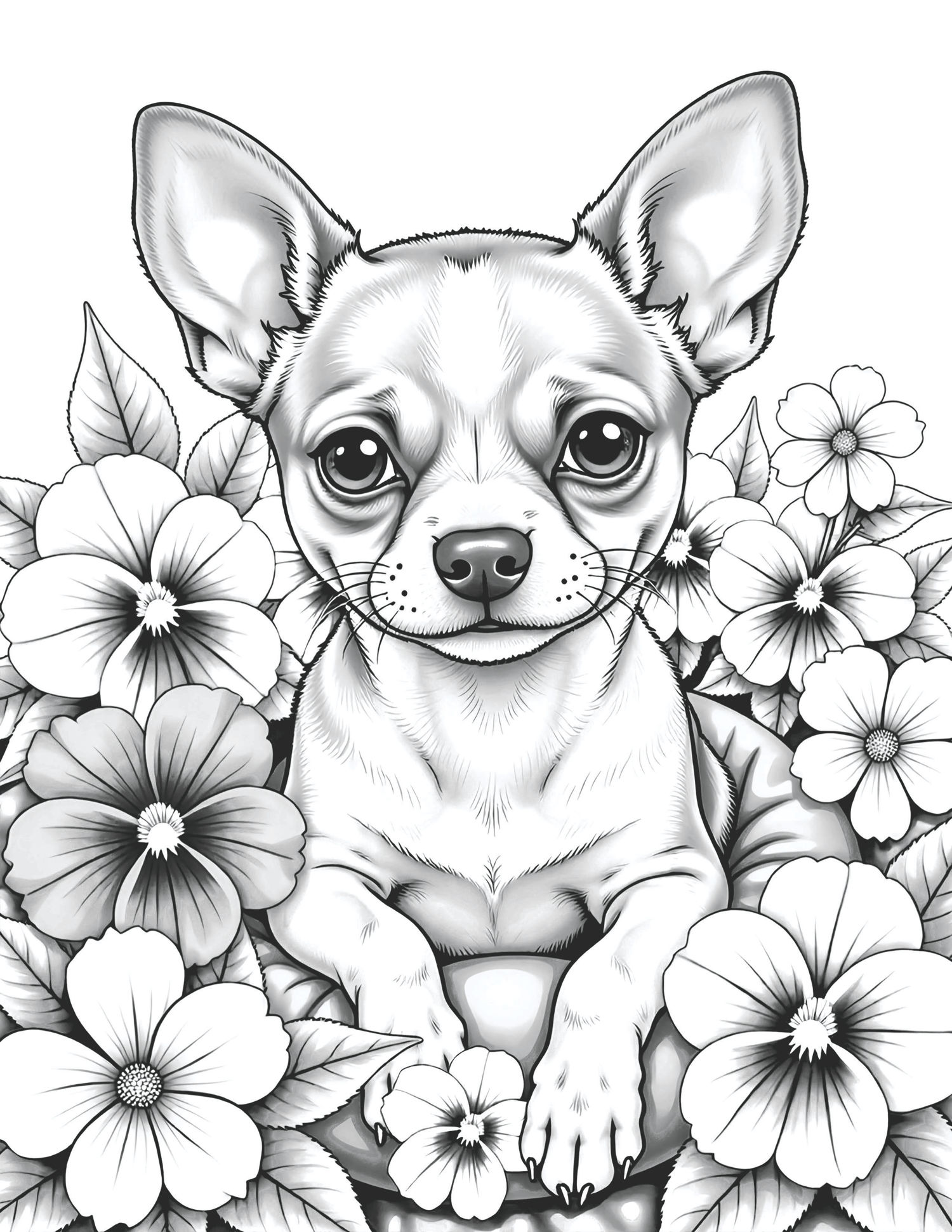 50 Floral Dogs Coloring Book