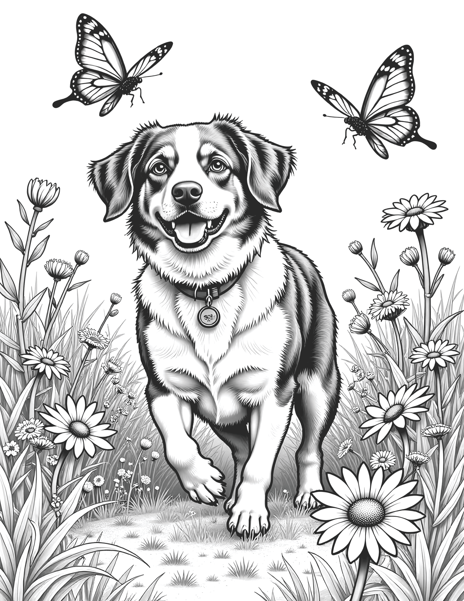 50 Floral Dogs Coloring Book
