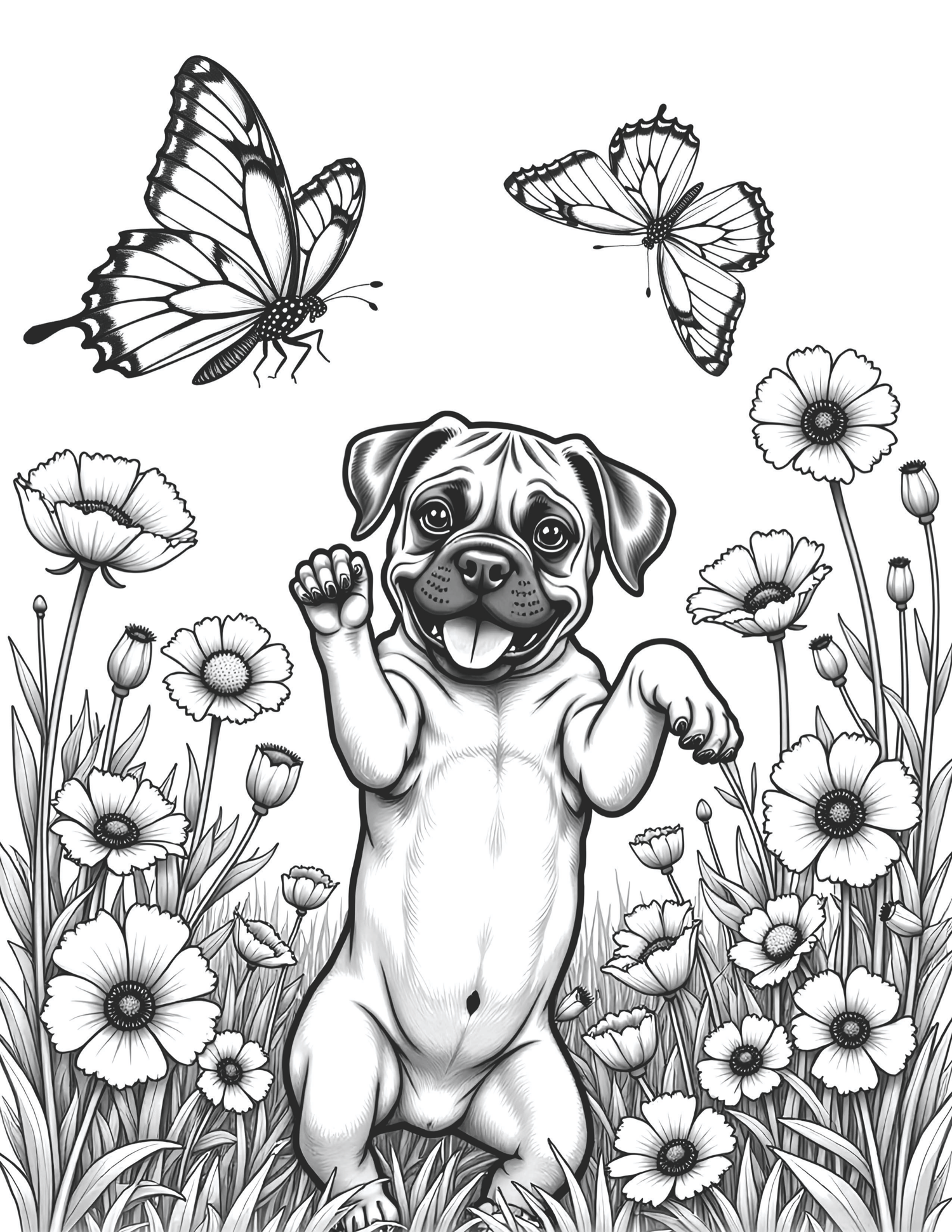 50 Floral Dogs Coloring Book