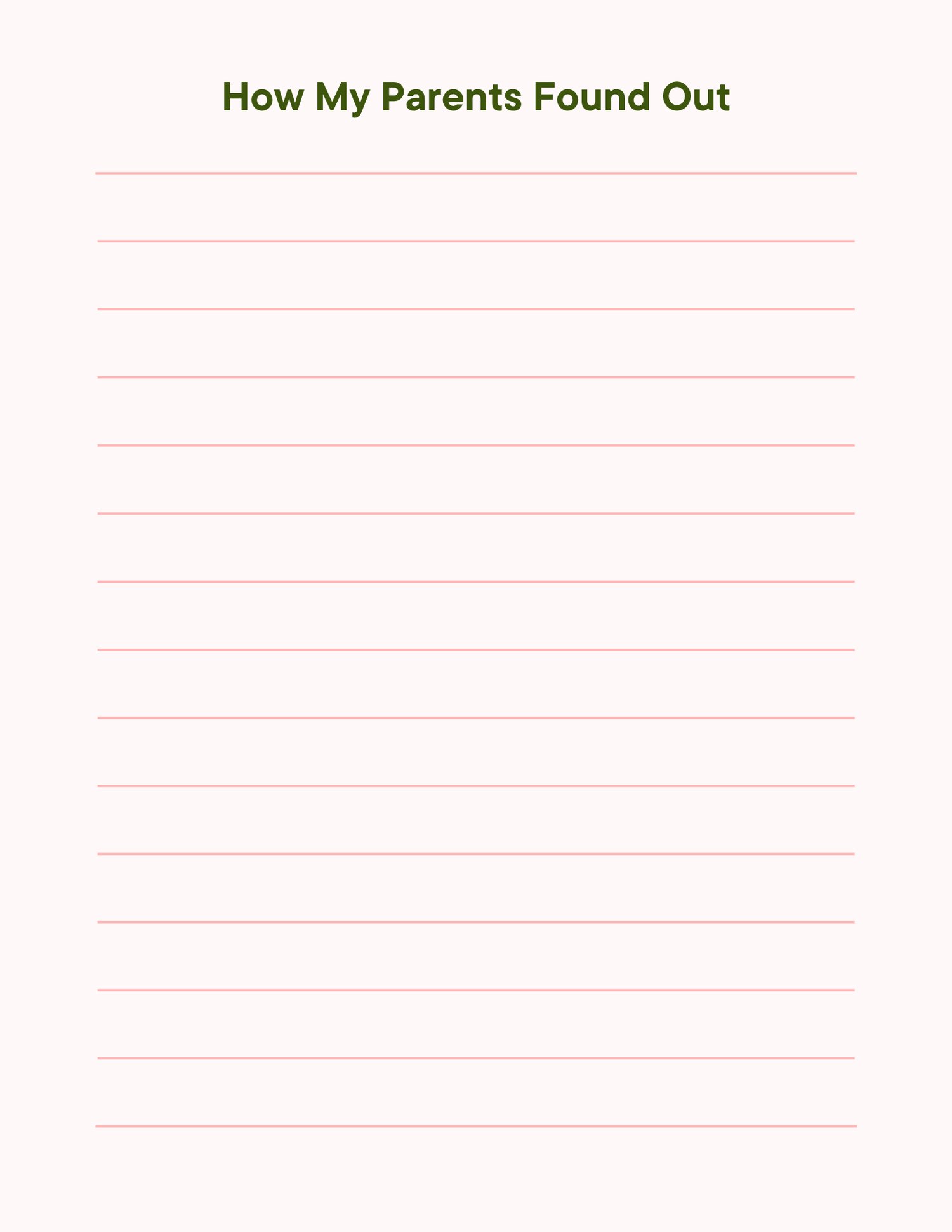 Page for parents to document how they found out about the pregnancy.