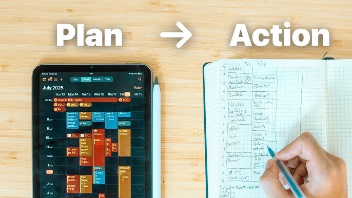 Weekly planner layout showing digital calendar and handwritten to-do list for planning and productivity