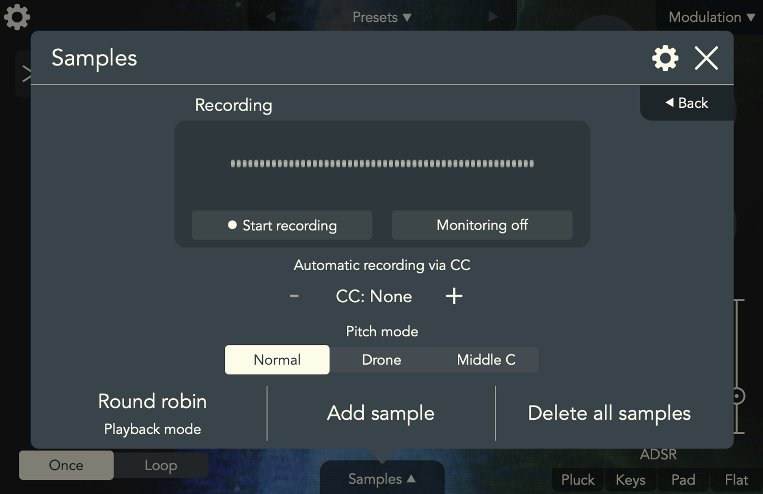Outgrowth's brand new recording menu