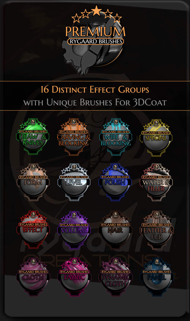 Premium 3DCoat Brushes - Rygaard Brushes