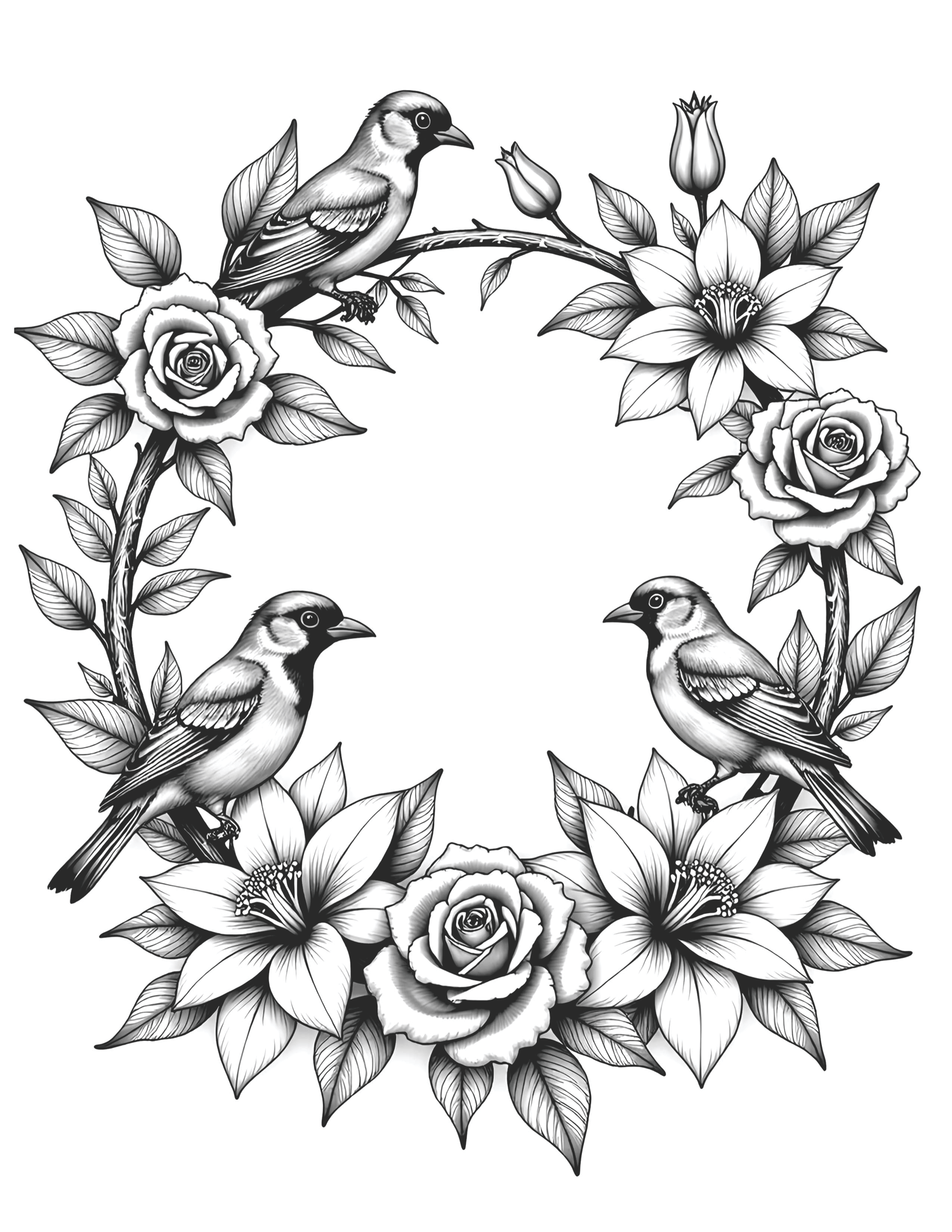 Floral Bird Coloring Book