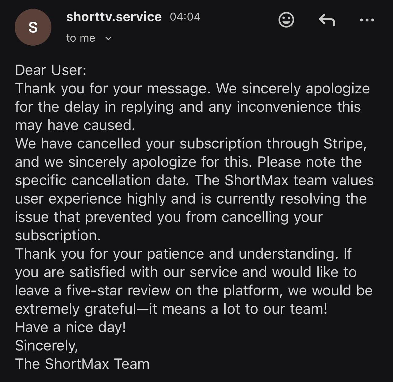 cancel shortmax subscription