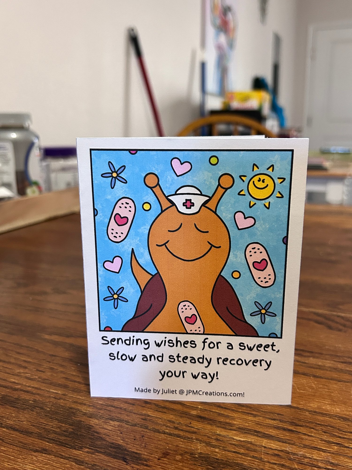 Cute Snail Sweet Slow Steady Recovery Get Well Soon Postcard (front)