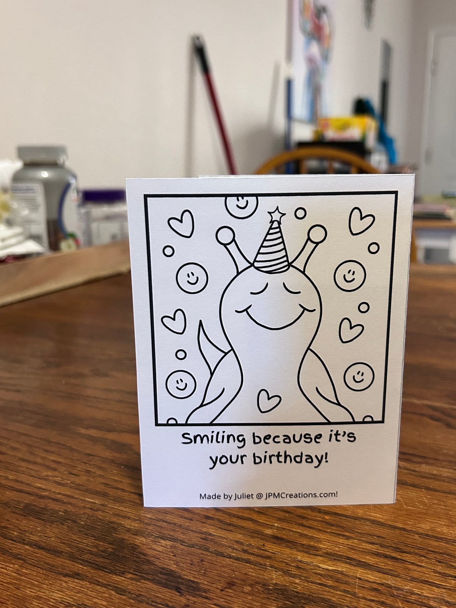 Cute Snail Smiling Because It’s Your Birthday Coloring Postcard