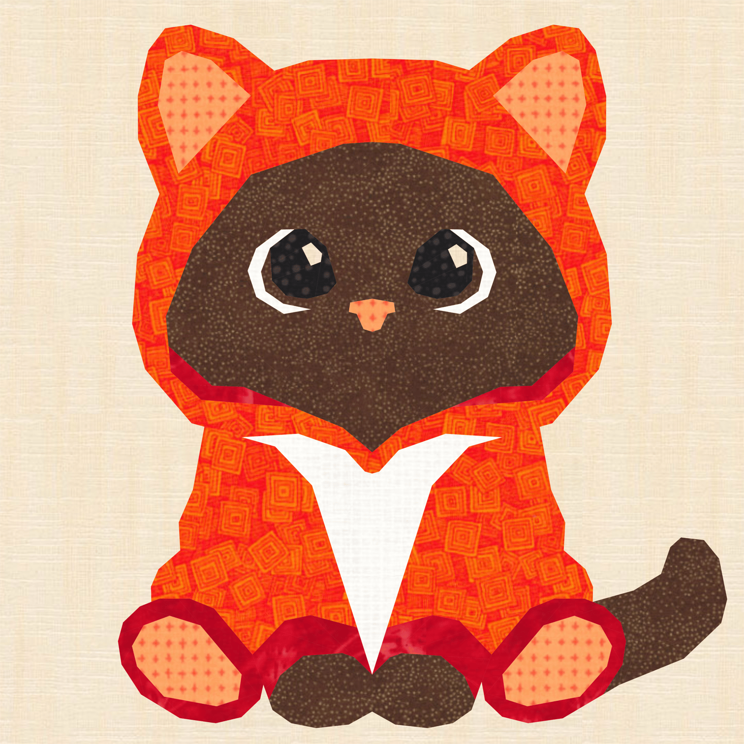 Full Bobbin Designs PurrJamas Foundation Paper Piecing Pattern (FPP), Quilt Block