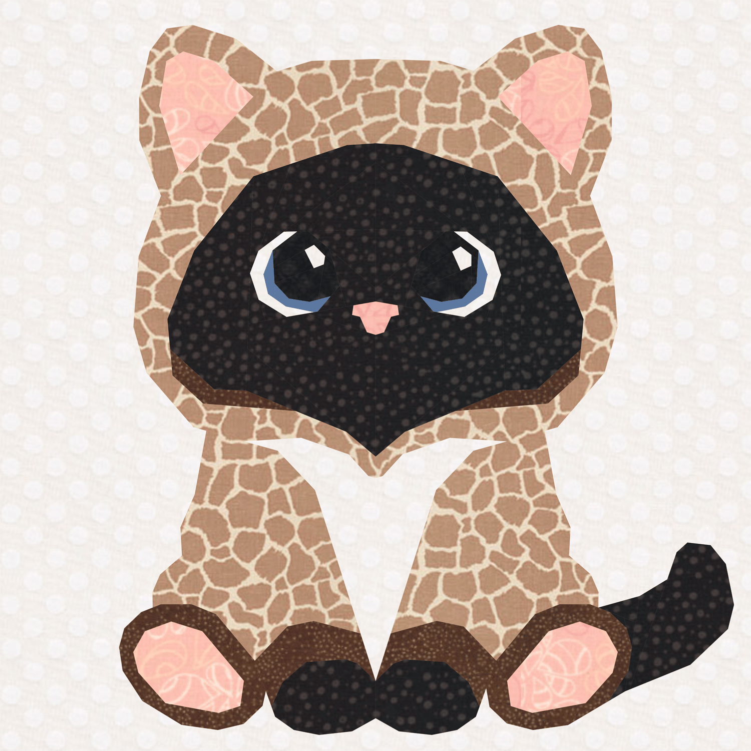 Full Bobbin Designs PurrJamas Foundation Paper Piecing Pattern (FPP), Quilt Block