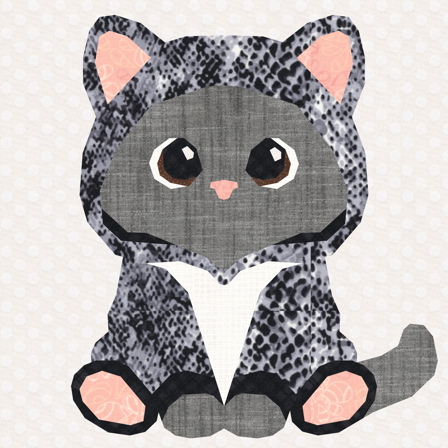Full Bobbin Designs PurrJamas Foundation Paper Piecing Pattern (FPP), Quilt Block