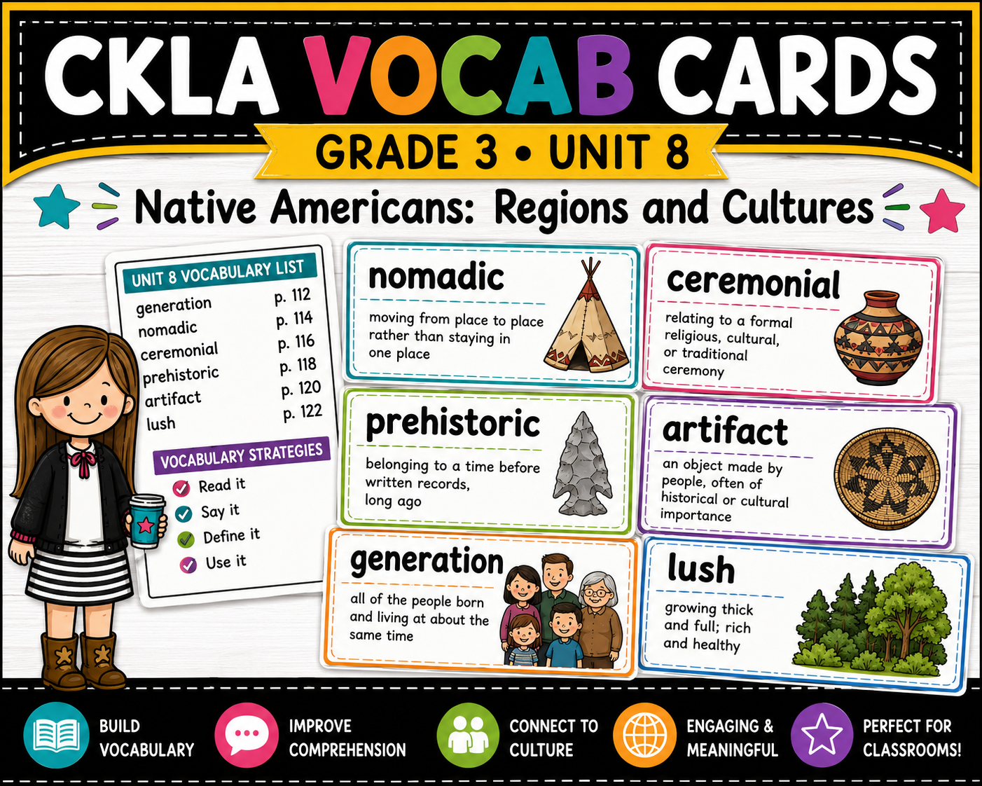 CKLA Grade 3 Unit 8 Vocabulary | Native American Regions & Cultures Activities
