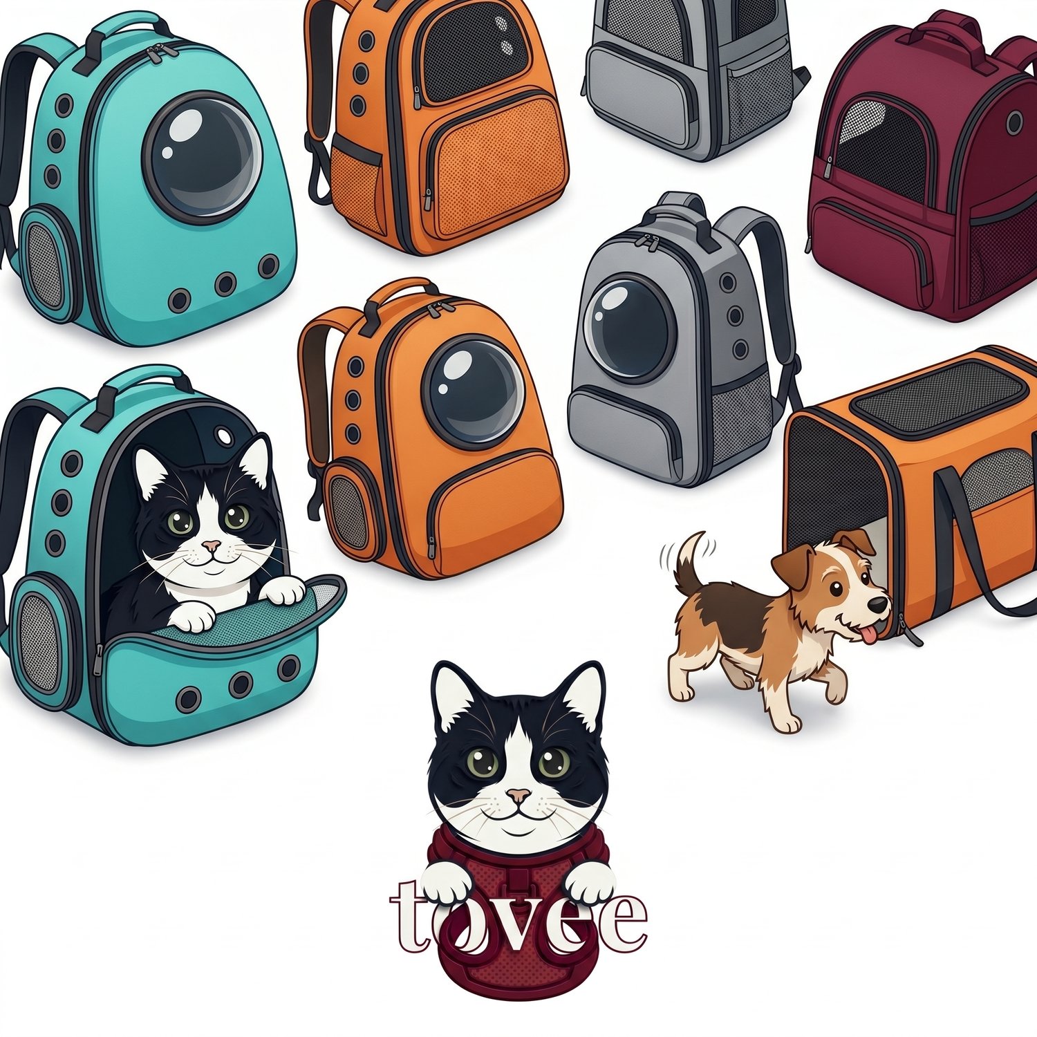 TOVEE pet carrier collection featuring bubble window  cat backpacks, perfect for safe and comfortable  travel with your cat.