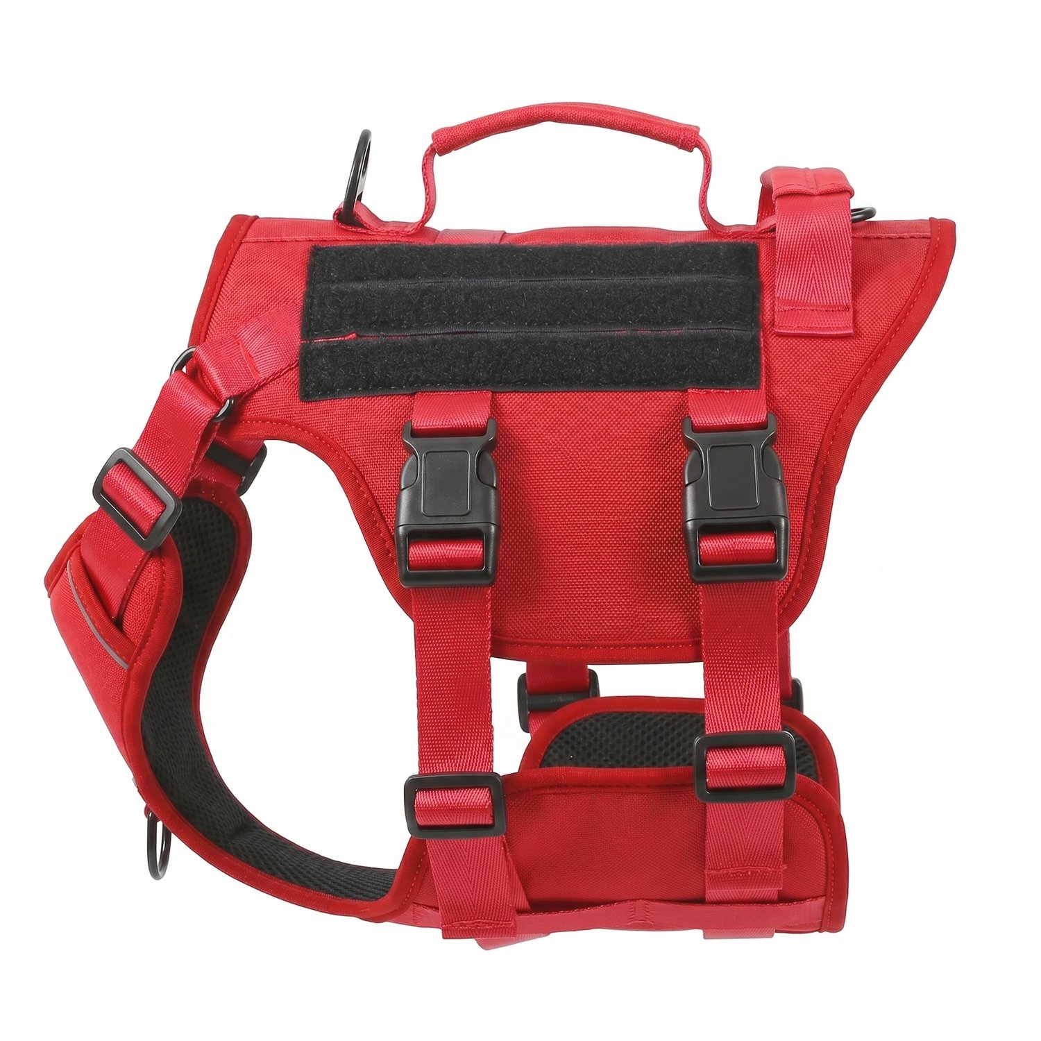 Tactical Dog Harness in Red front view no-pull reflective vest for large dogs on white background