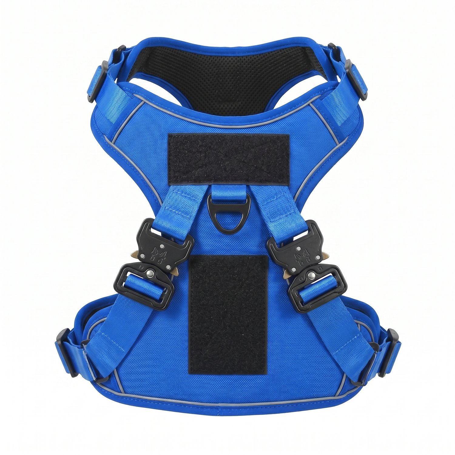 Tactical Dog Harness in Blue front view reflective tactical vest for large dogs on white background