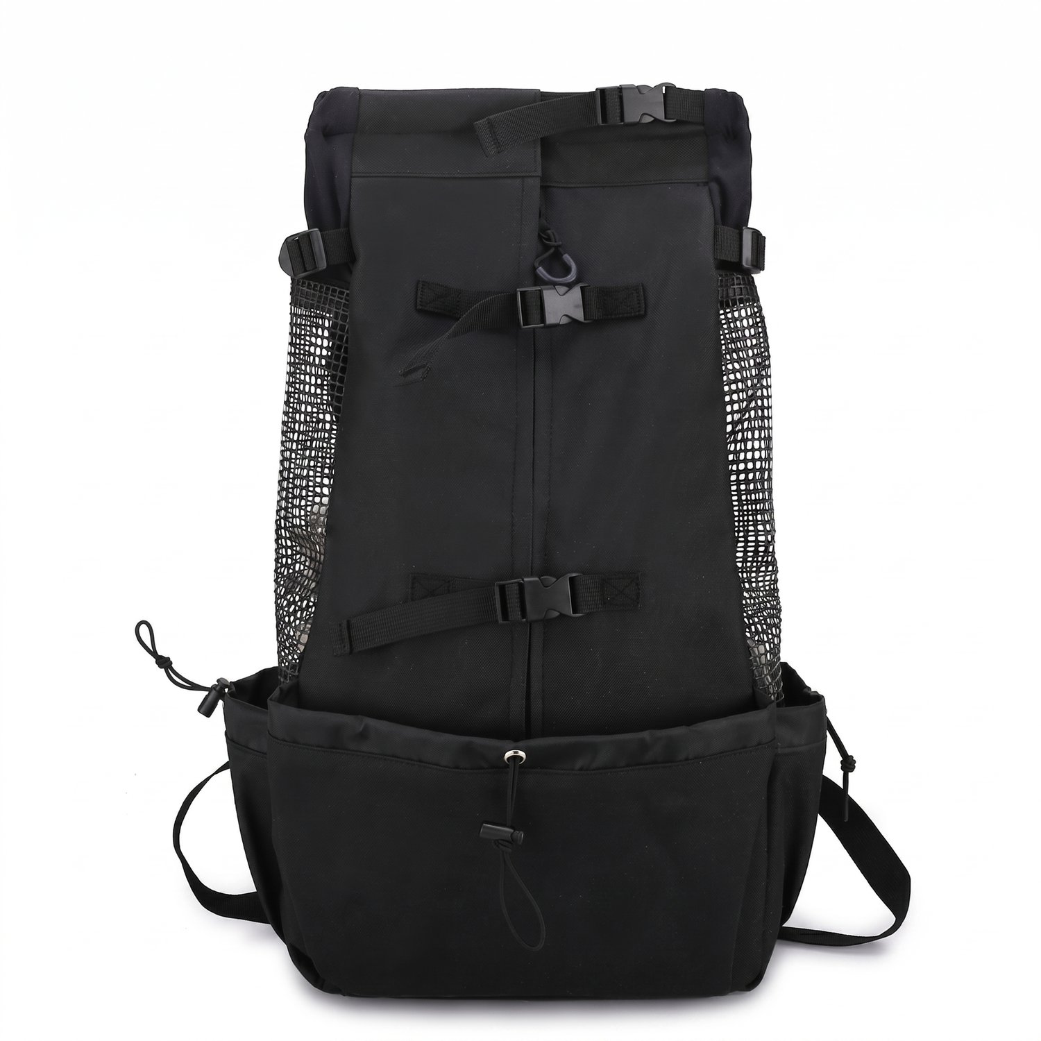 Dog Carrier Backpack in Blue open flat showing inside padding and space for small dogs