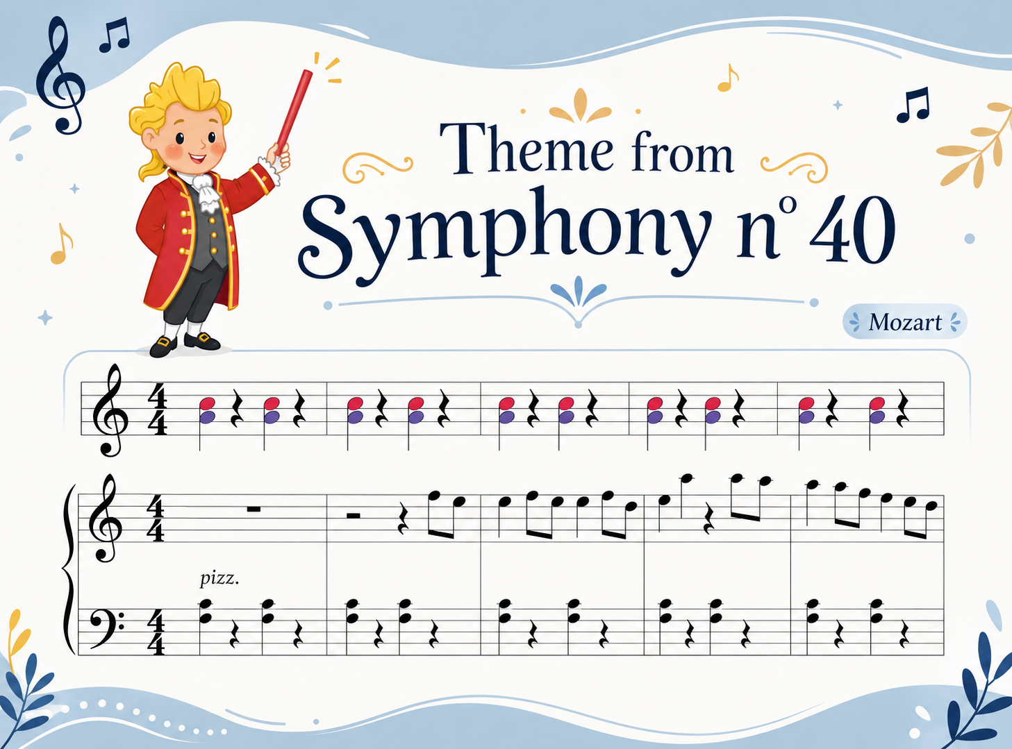 Boomwhackers: Easy Mozart Symphony No. 40 Theme | Piano Score & Music Activity