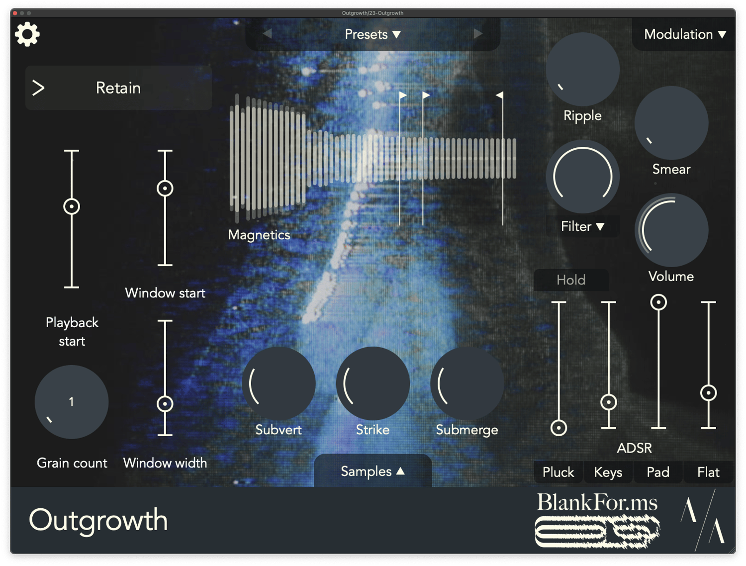 Outgrowth focusing playback on the noisy tail of a sample