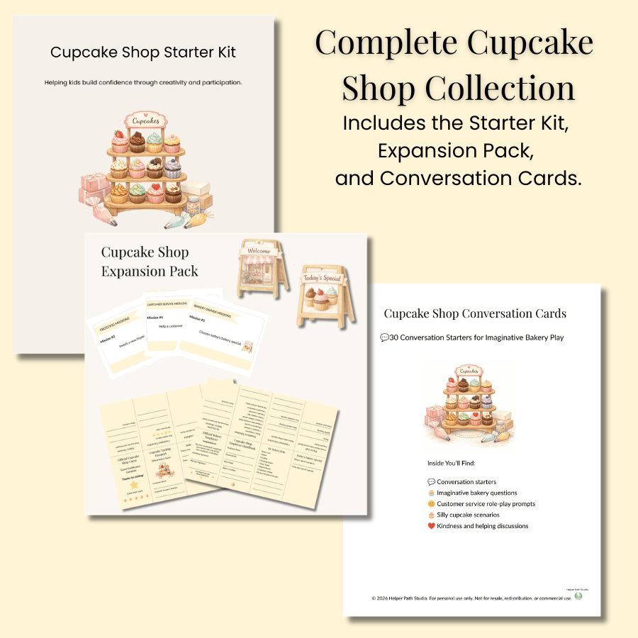 Collection featuring the Cupcake Shop Starter Kit, Cupcake Shop Expansion Pack, and Cupcake Shop Conversation Cards.