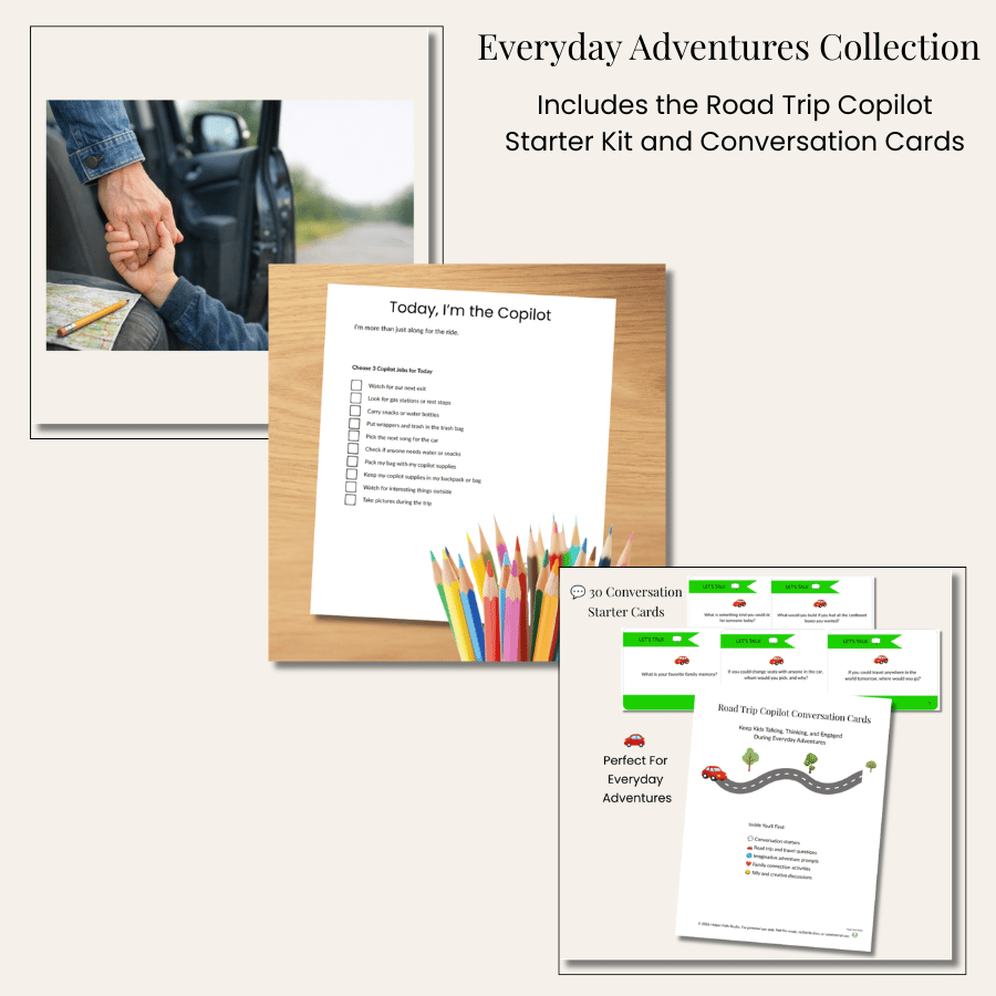 The Everyday Adventures Collection includes the Road Trip Copilot Starter Kit and the Conversation Cards