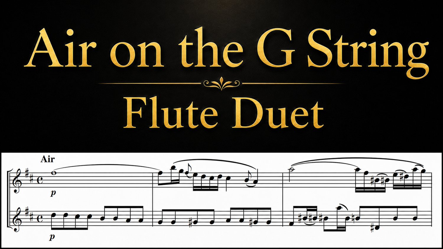 Air on the G String by J. S. Bach – flute duet sheet music PDF for two flutes, no piano required
