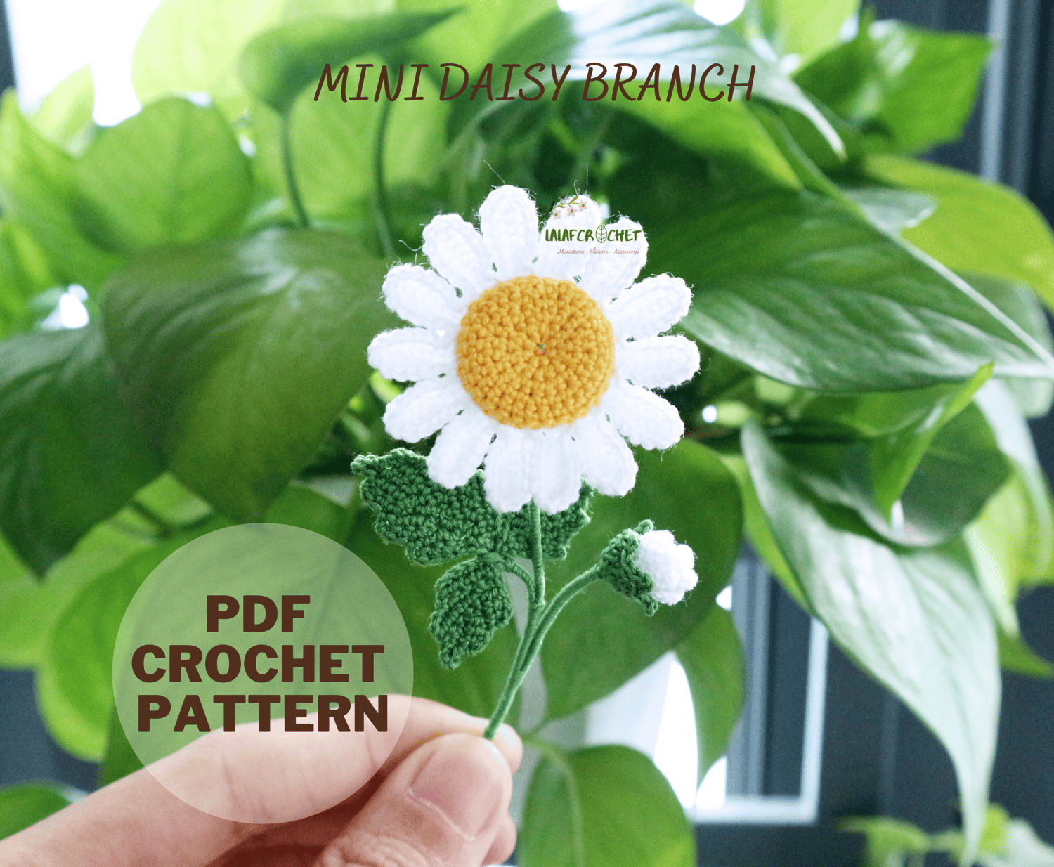 Daisy Branch Crochet Pattern – Delicate Botanical Miniature by lalafcrochet