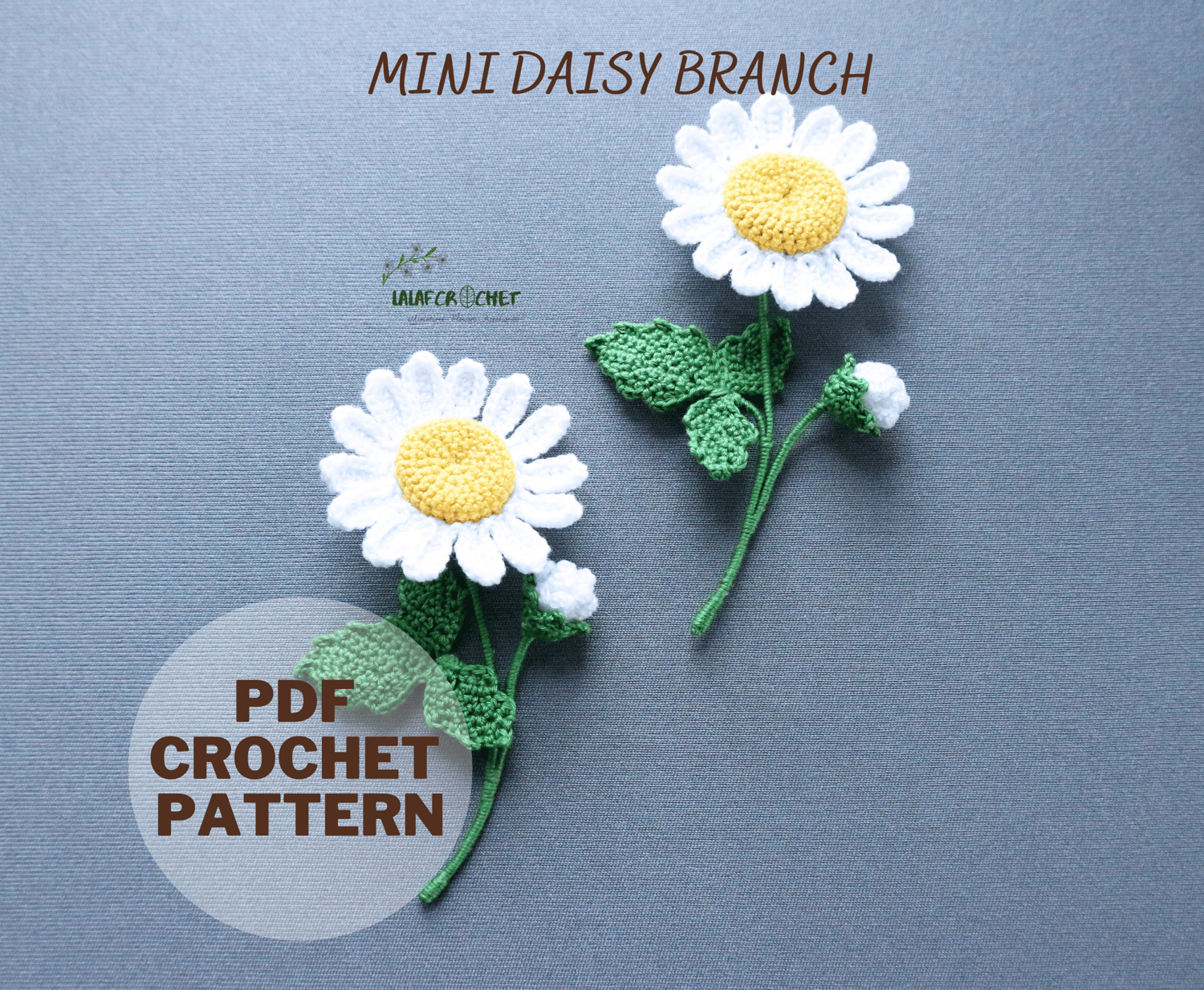 Daisy Branch Crochet Pattern – Delicate Botanical Miniature by lalafcrochet