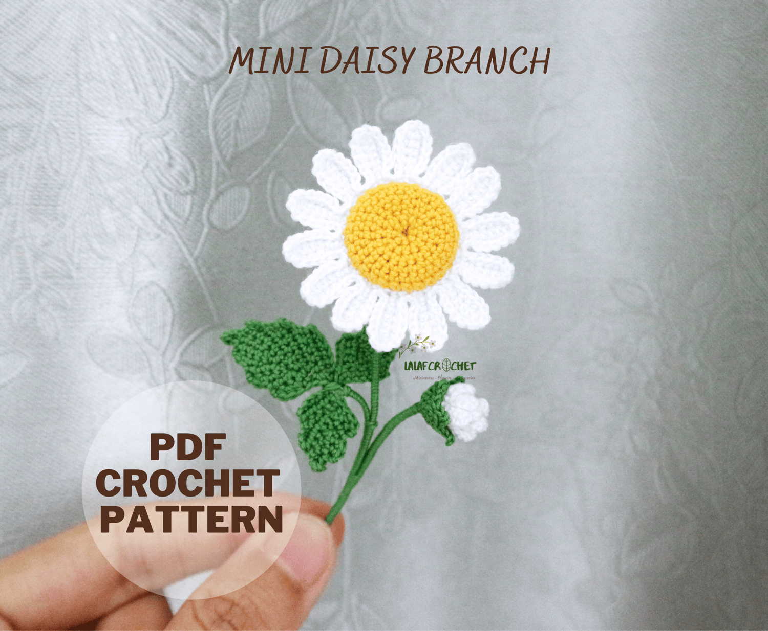 Daisy Branch Crochet Pattern – Delicate Botanical Miniature by lalafcrochet