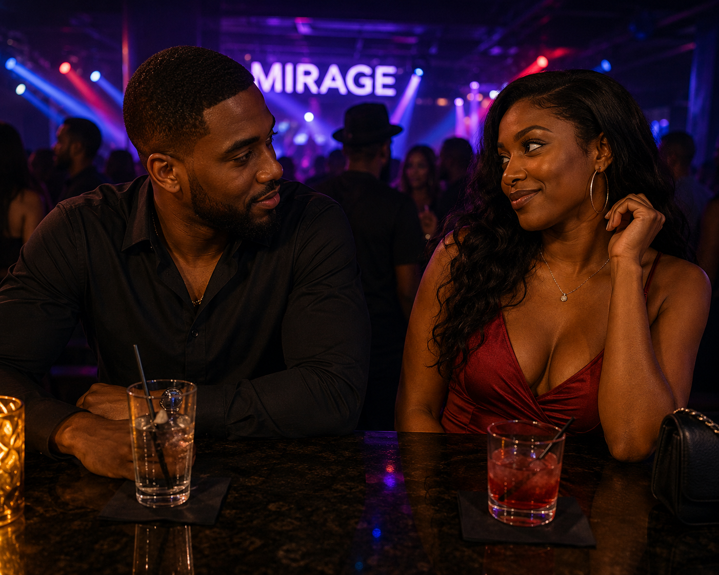 Flirting under the neon lights