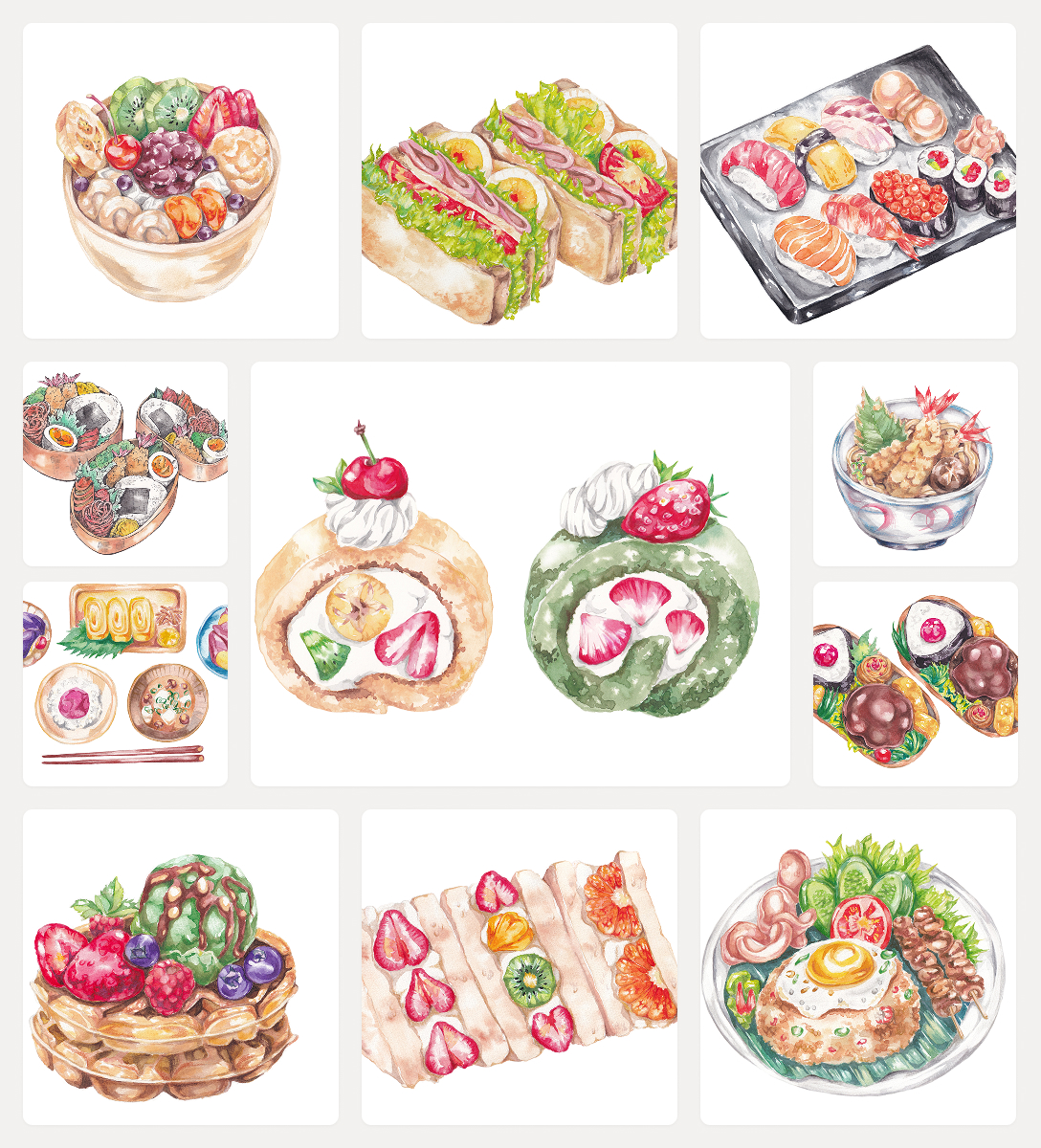 watercolor food illustrations