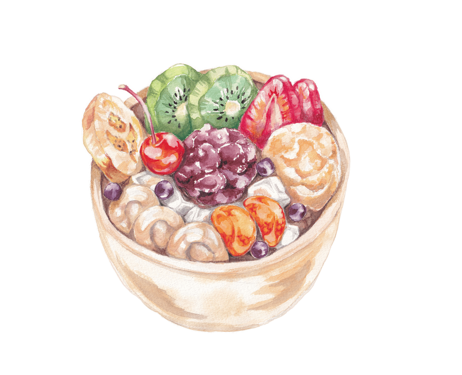 watercolor illustration of anmitsu