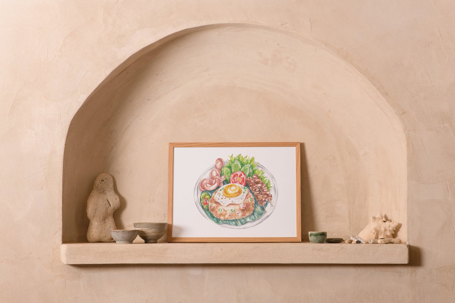 Nasi goreng watercolor illustration