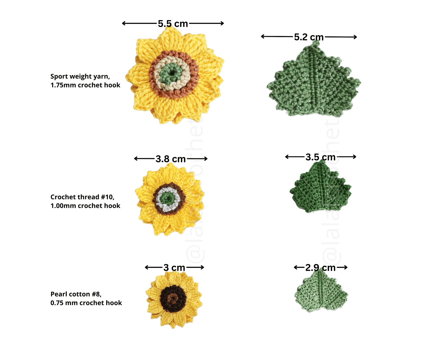 sunflower applique crochet pattern by lalafcrochet