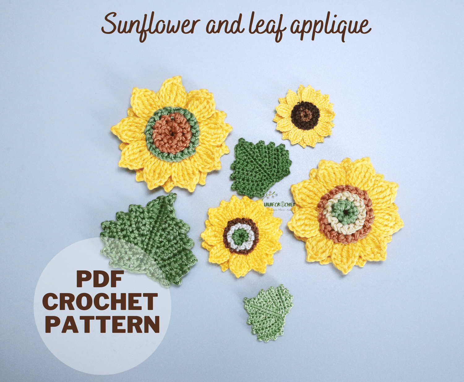 sunflower applique crochet pattern by lalafcrochet