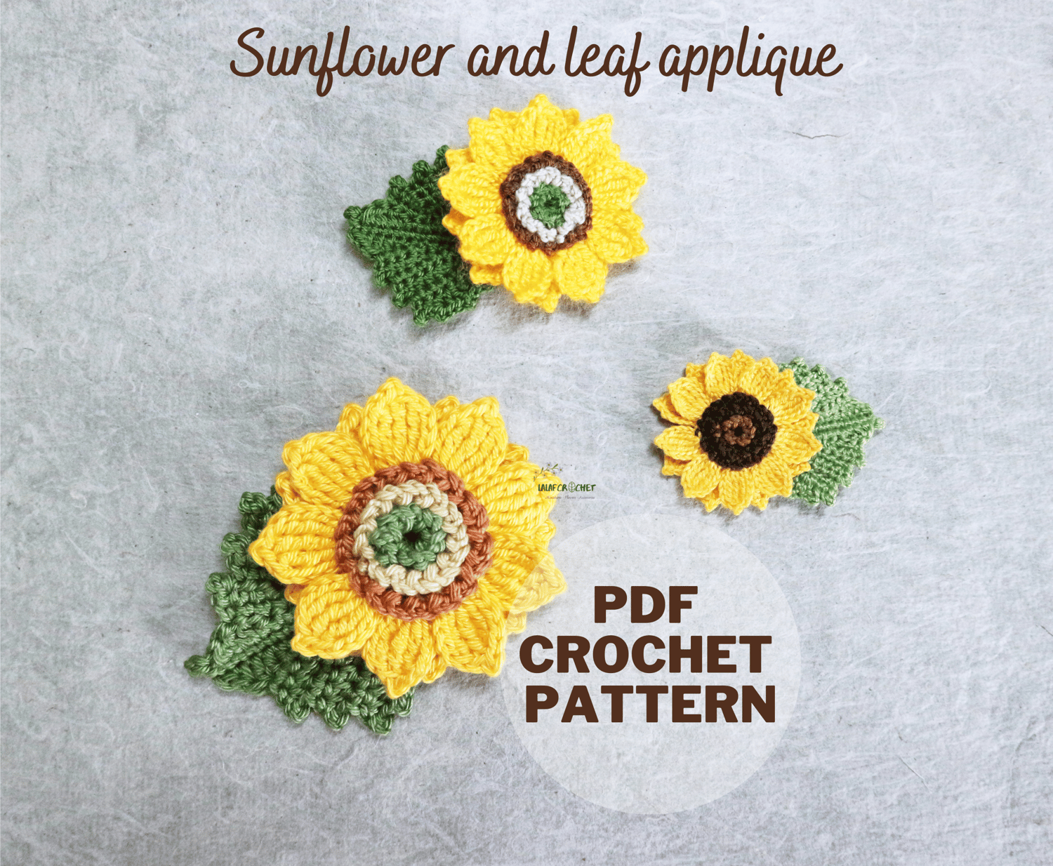 sunflower applique crochet pattern by lalafcrochet