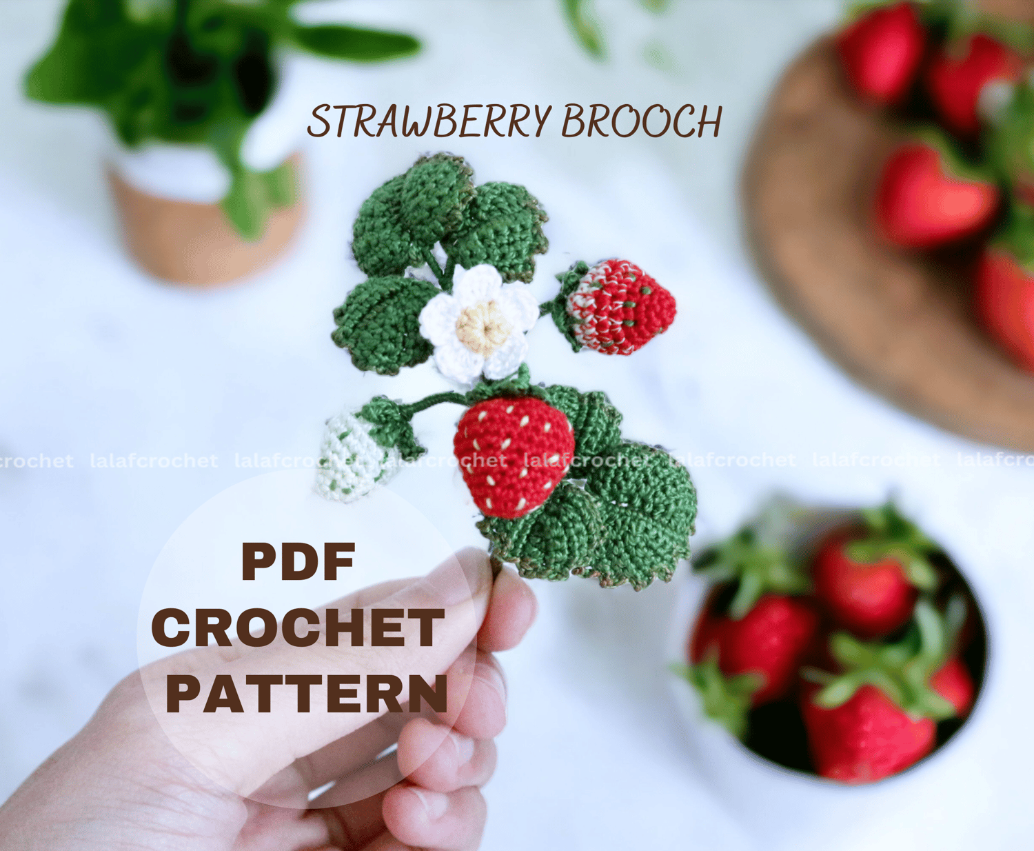 strawberry brooch crochet pattern by lalafcrochet
