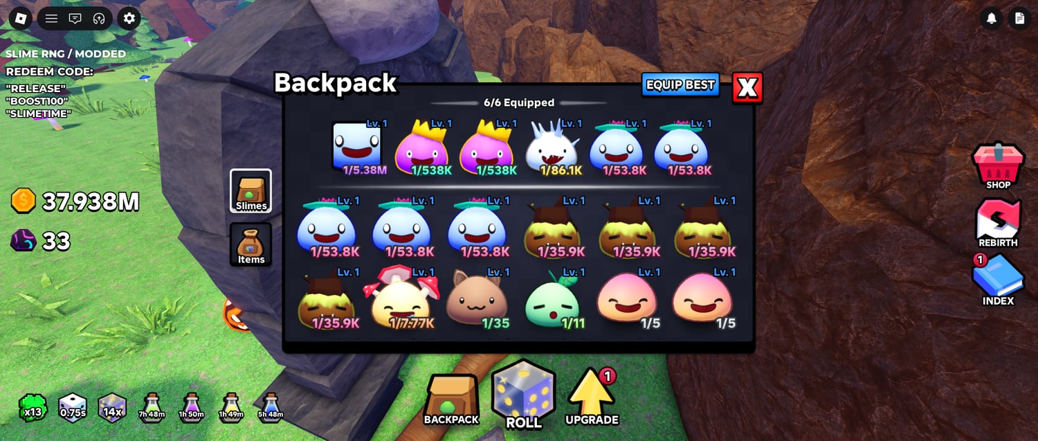 Rebirth progression screen in simulator game