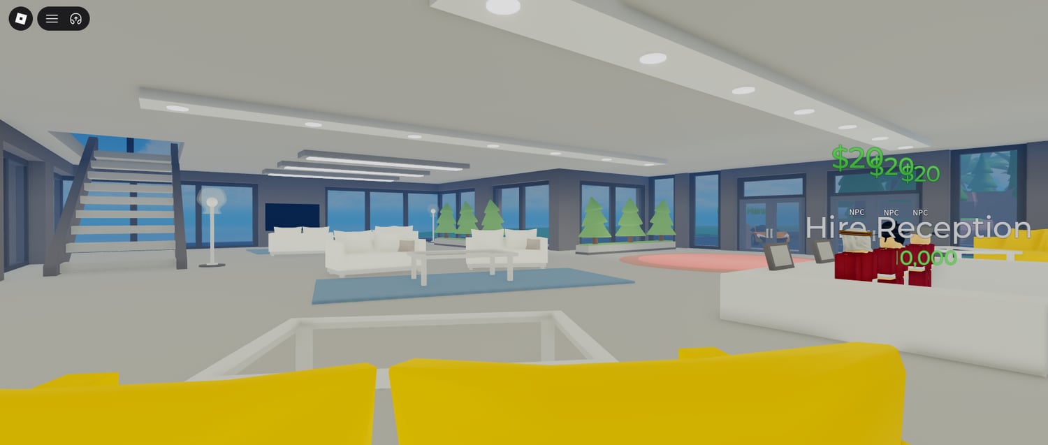 Vehicle showroom inside Roblox resort