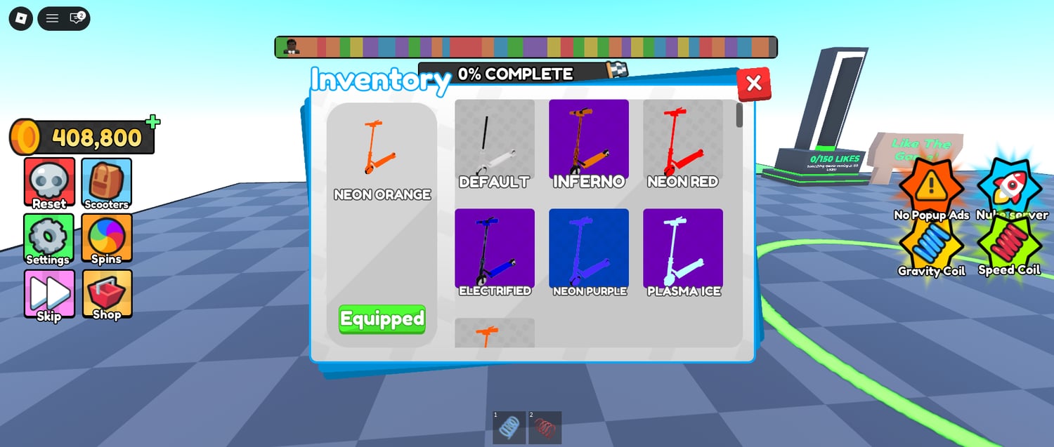 Player riding scooter through obby stage